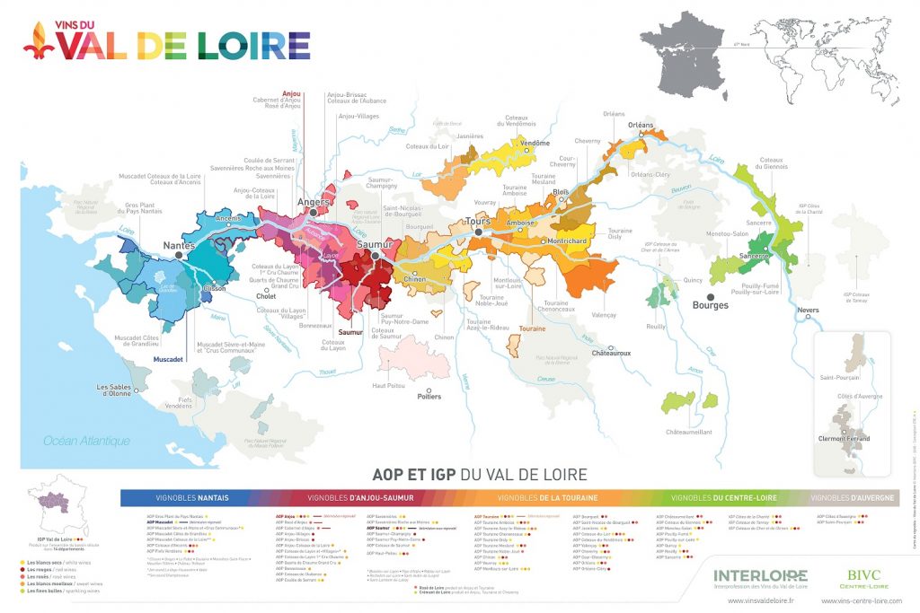 Carte du vignoble du Val de Loire 2019