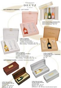 Champagne Deutz Les coffrets-cadeaux précieux 1,2,3 cuvées et flûtes Amour en cristallin