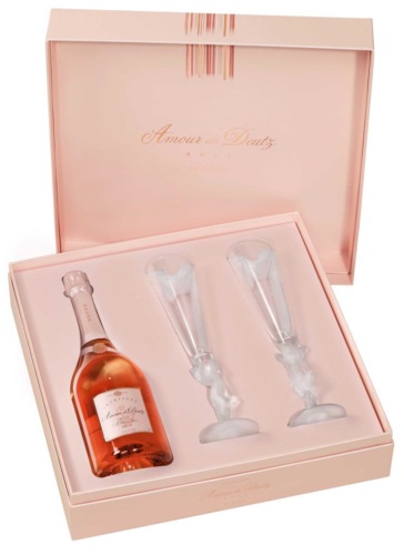 Champagne Deutz Coffret complicité Amour de Deutz rosé 2 flûtes en cristalin