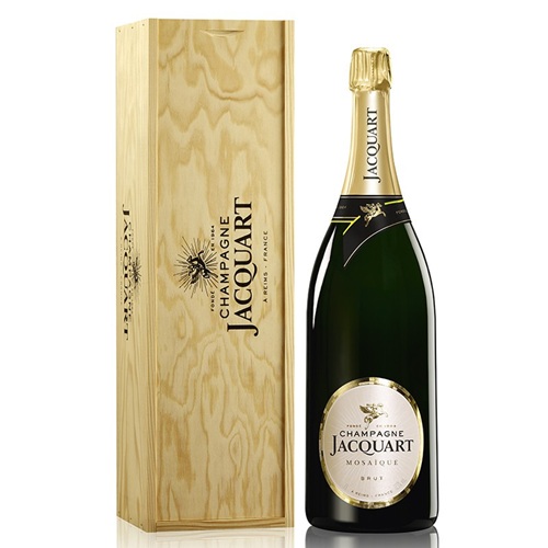 Cadeau champagne entreprise meilleur prix -Champagne Jacquart Brut Mosaïque Jéroboam en caisse bois.